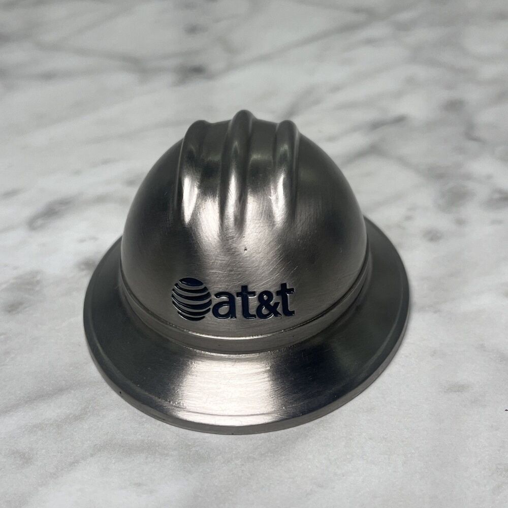 AT&T Commemorative Metal heavyweight Mini Hard Hat Pewter Paperweight Souvenir